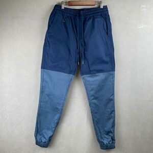 Publish Brand Men Two Tone Jogger Pant 32 Navy Blue Slate Cotton Stretch Elastic